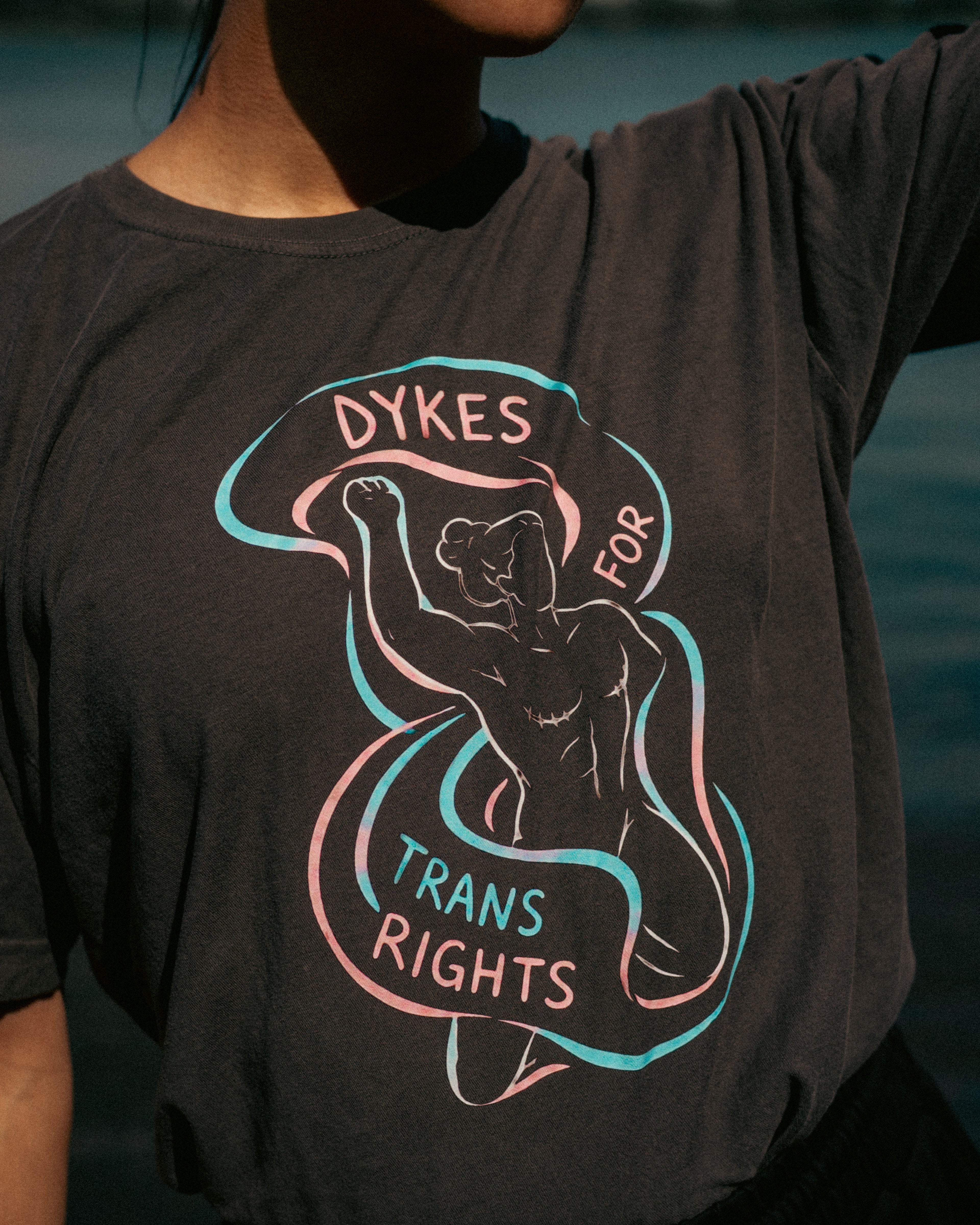"Dykes for Trans Rights" Tee — Charcoal