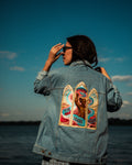 "Dykes for Trans Rights" Denim Jacket — Light Wash