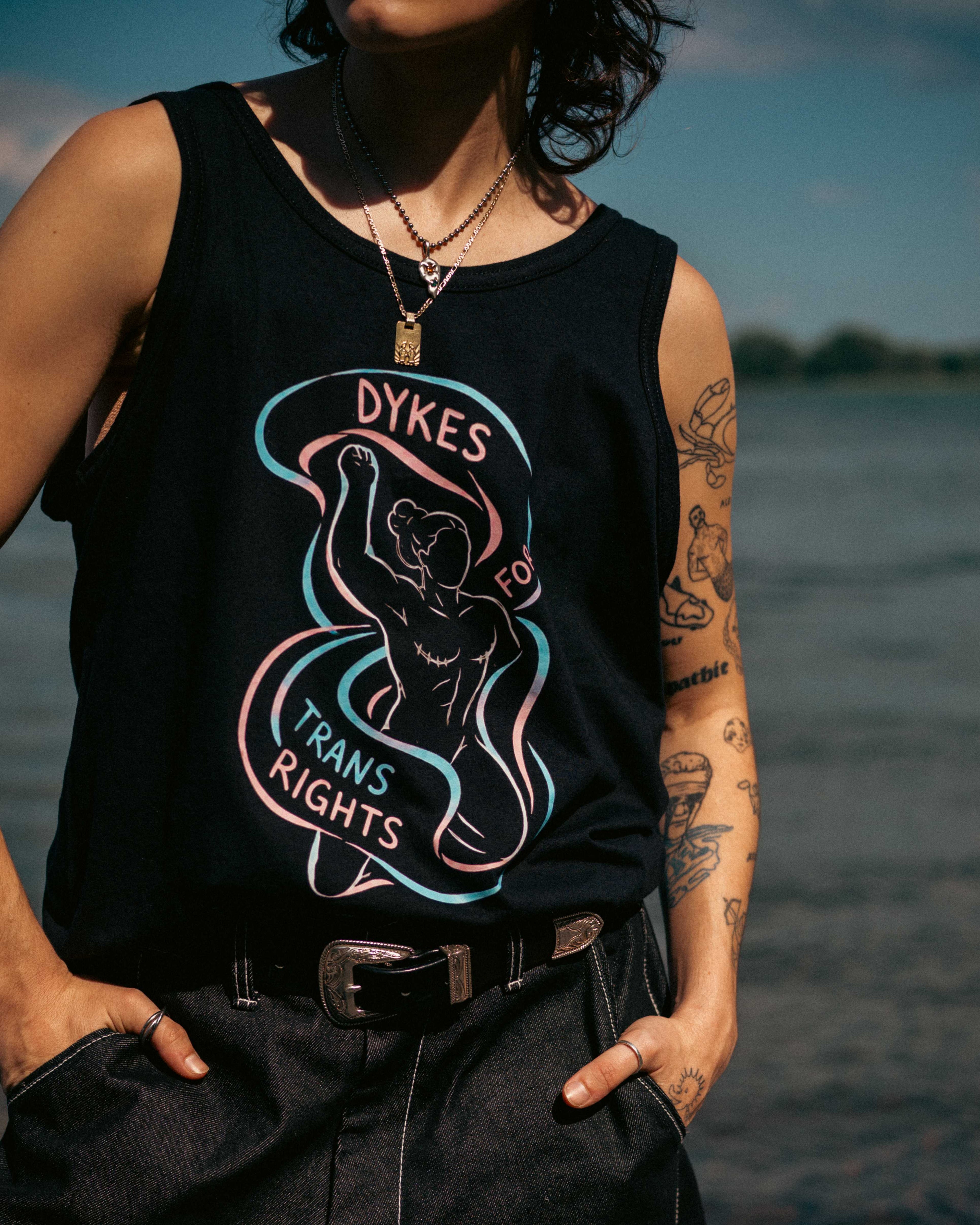 "Dykes for Trans Rights" Tank — Black