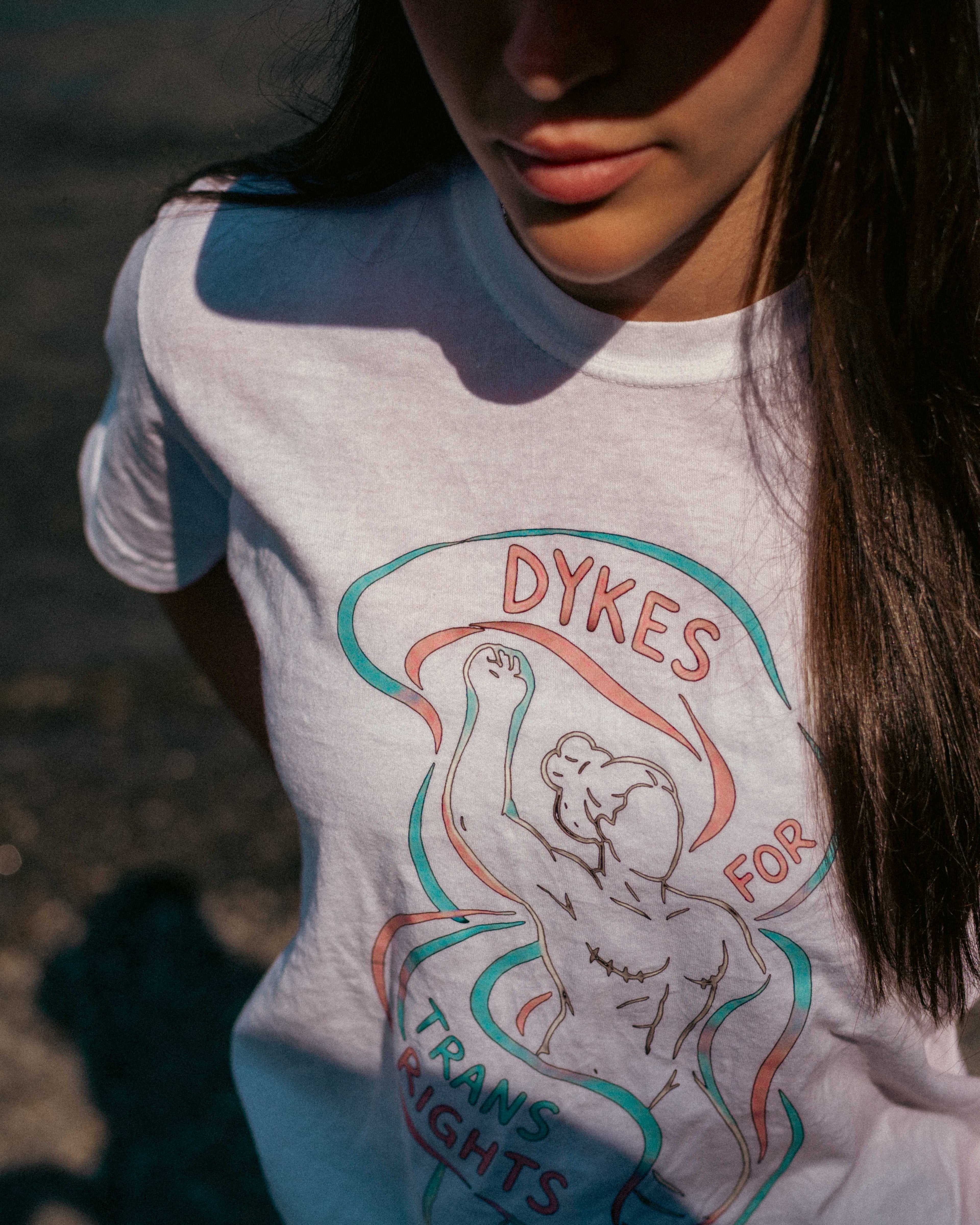 "Dykes for Trans Rights" Tee — White